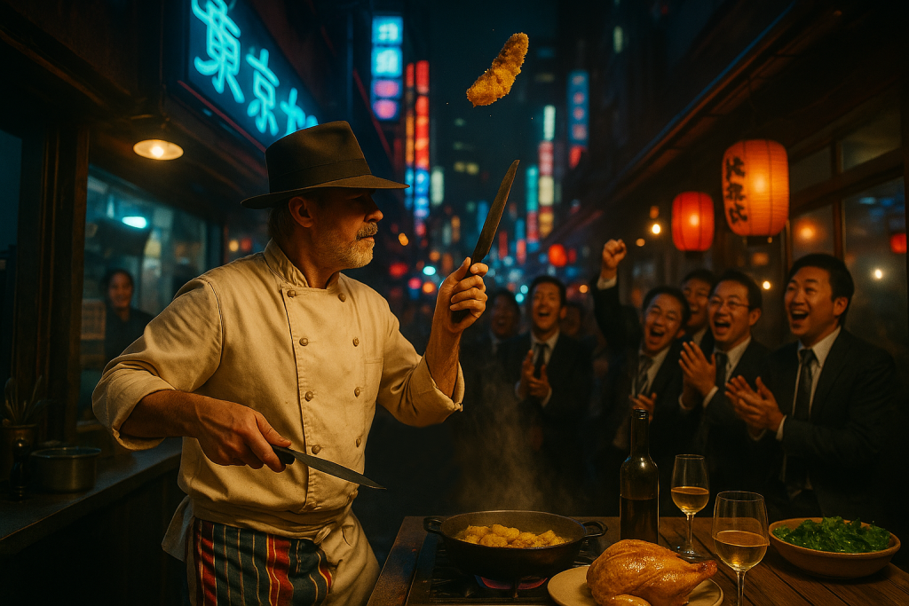 phil mccockin cooking on Japanese streets