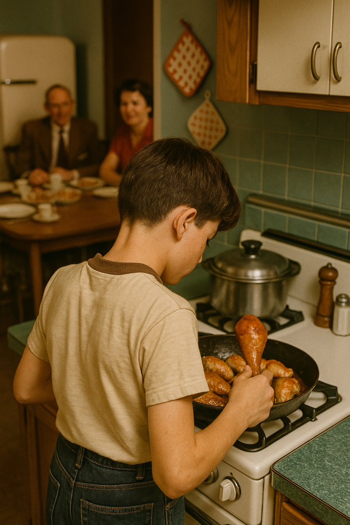 young phil mccockin cooking for parents