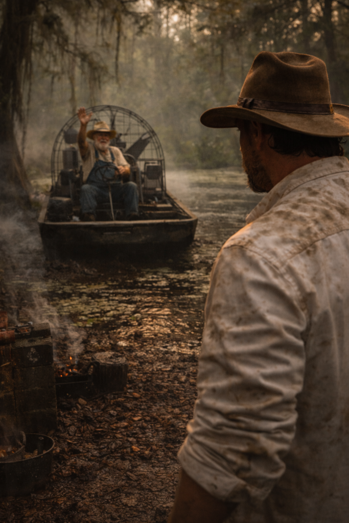 Earl approaches Phil on airboat