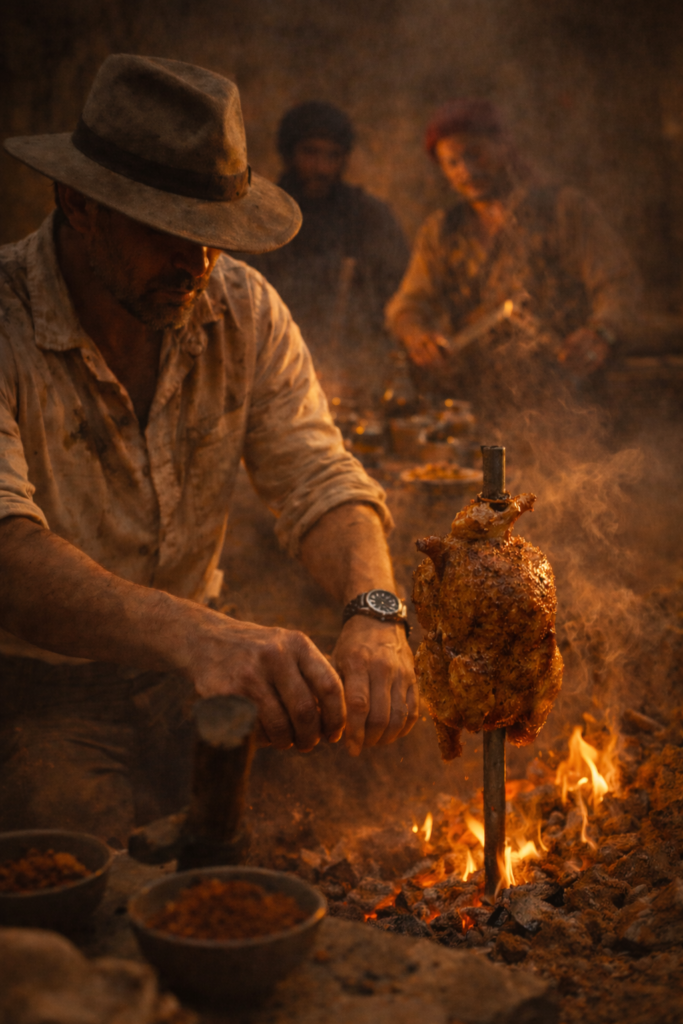 Phil McCockin cooking shawarma for bandits