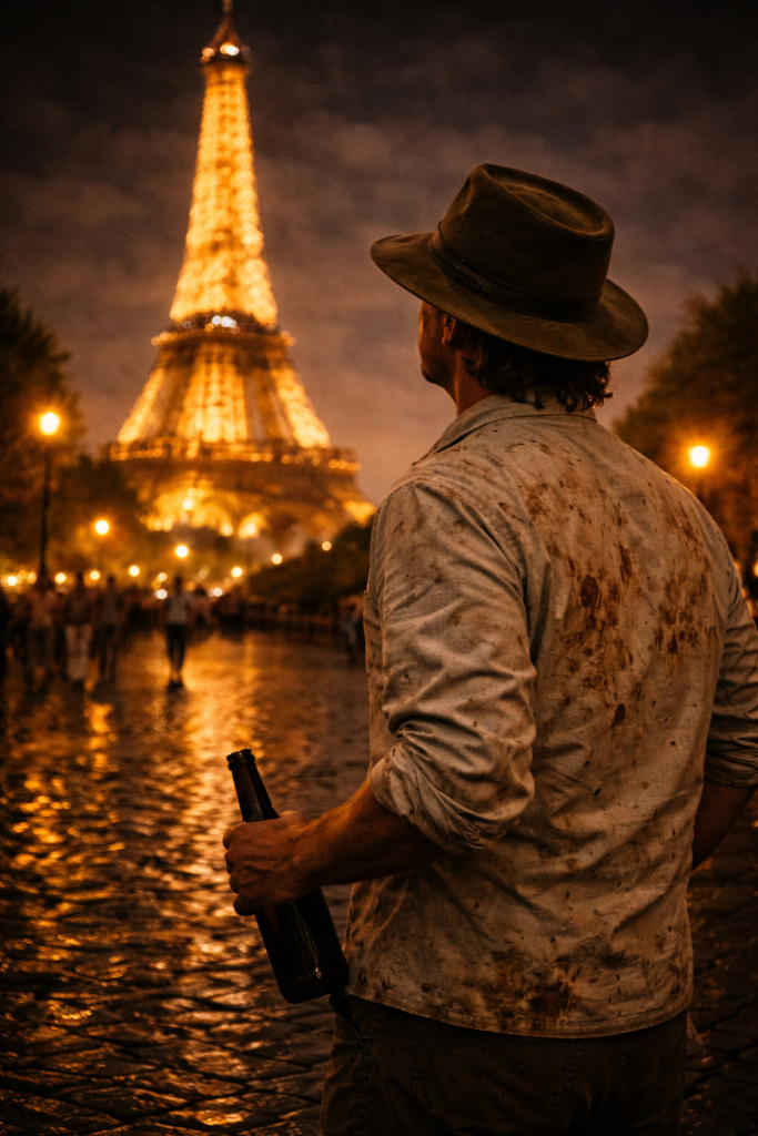 Phil mccockin stares at Eiffel tower