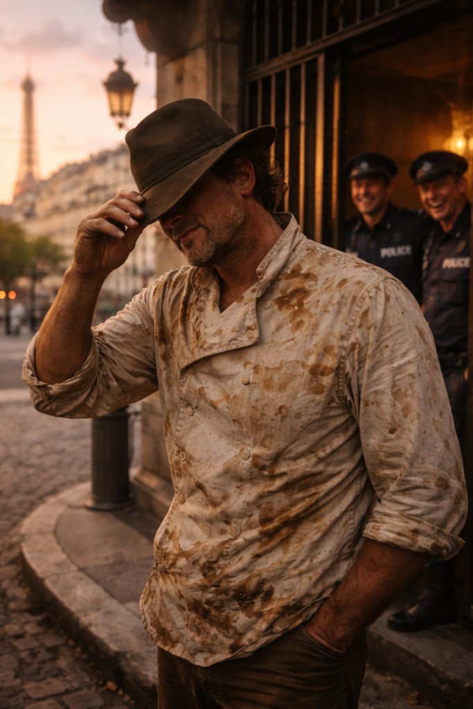 Phil McCockin exits the police station at dawn