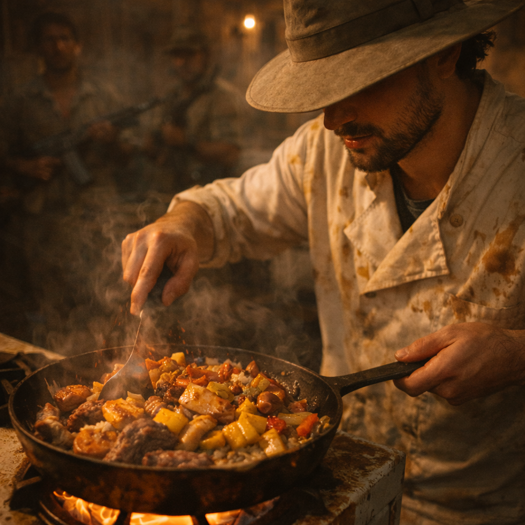 Phil McCockin cooking Caribbean Castaway Cock Rice