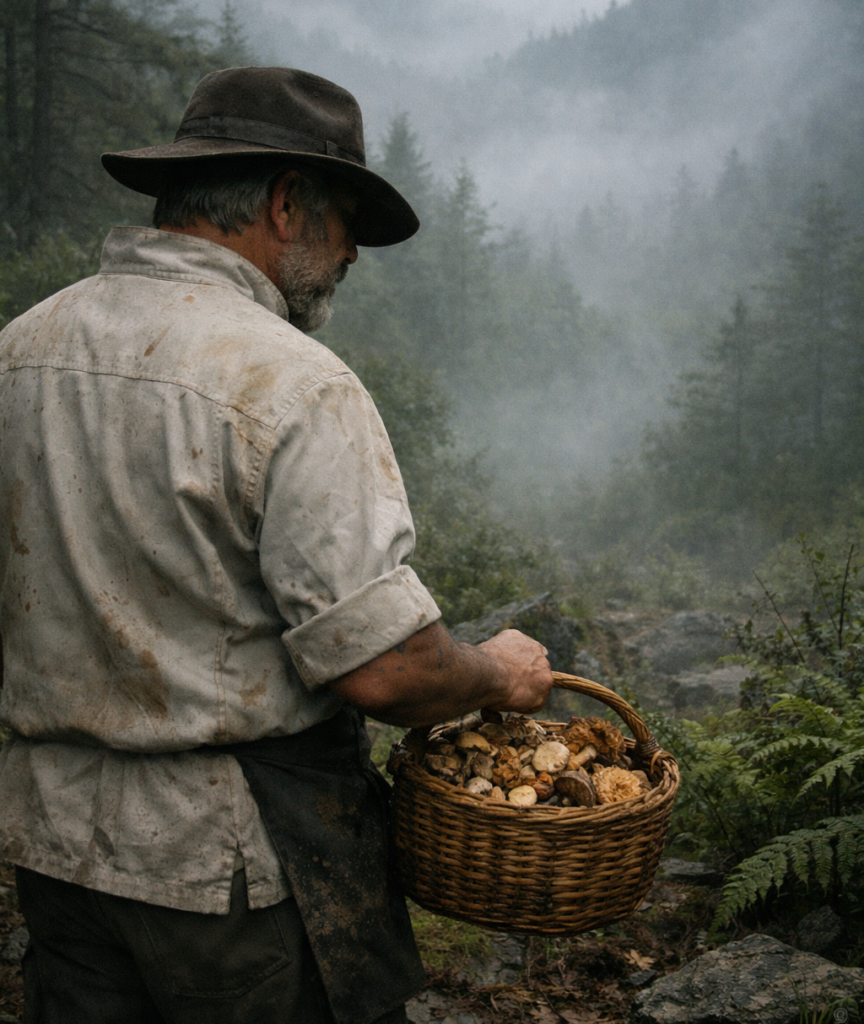 Phil McCockin foraging for mushrooms
