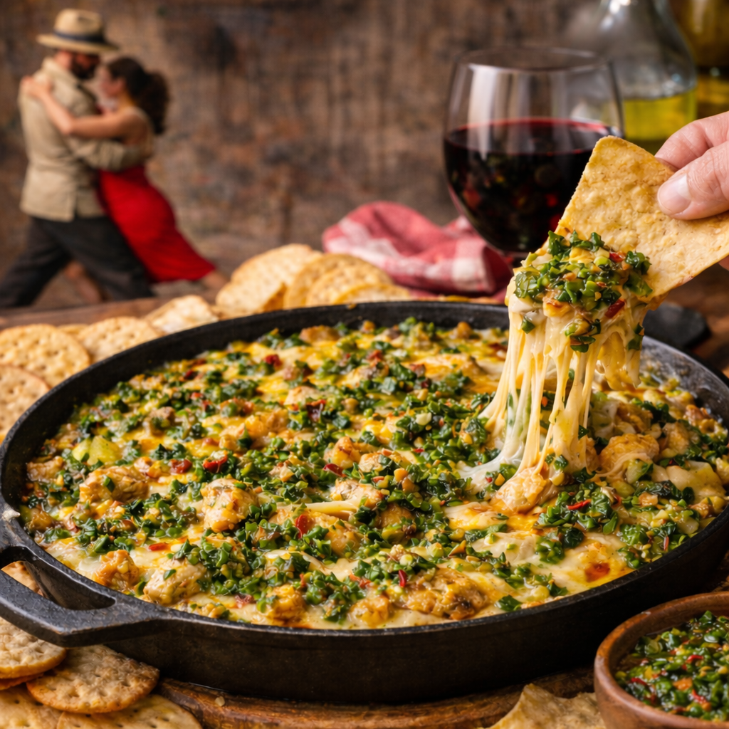 Chimichurri Chicken Artichoke Dip