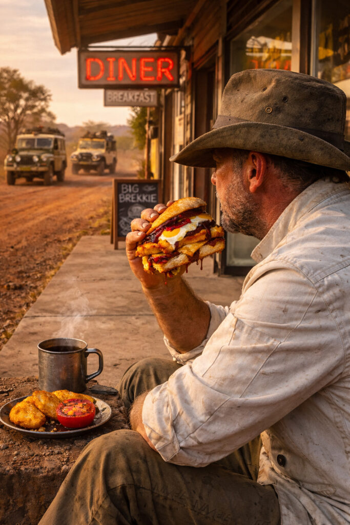 Phil McCockin eating an Aussie Morning Mouthful