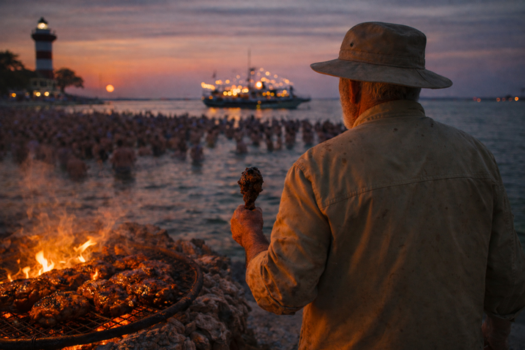 Phil McCockin listening to music from the shore