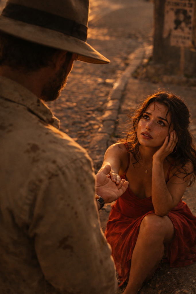 Phil McCockin takes woman's hand