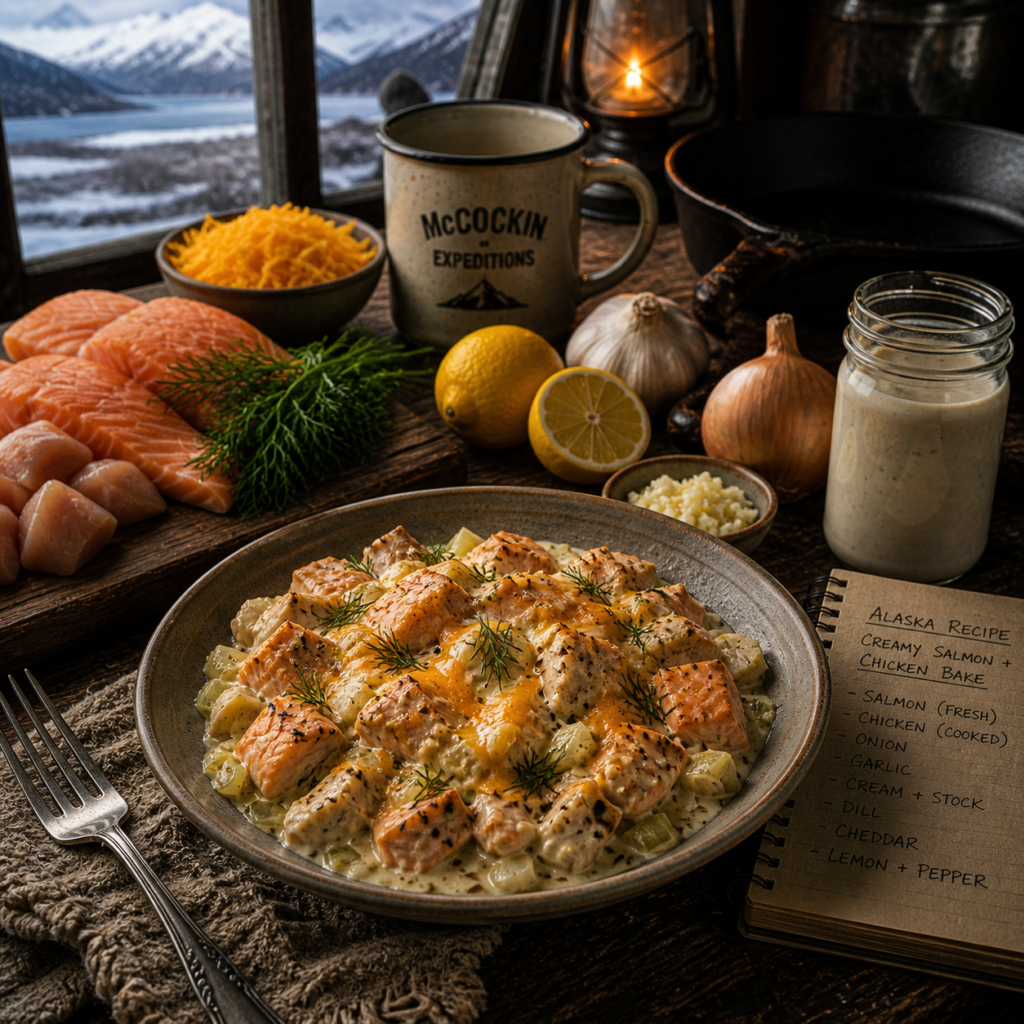 Alaskan Creamy Salmon & Chicken Bake
