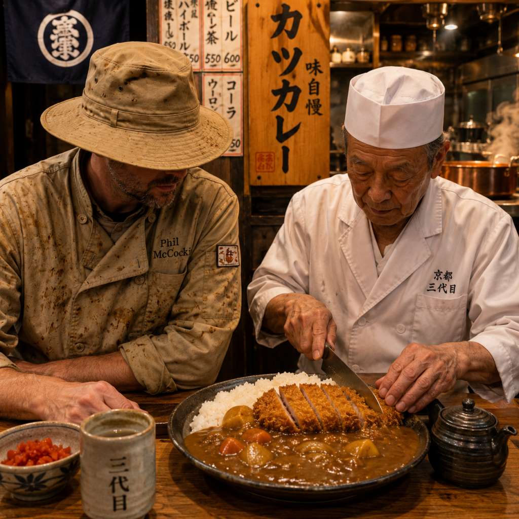 Phil McCockin learning how to make katsu curry chicken