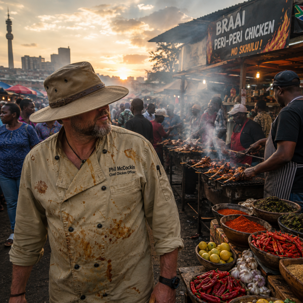 Phil McCockin wandering through a market